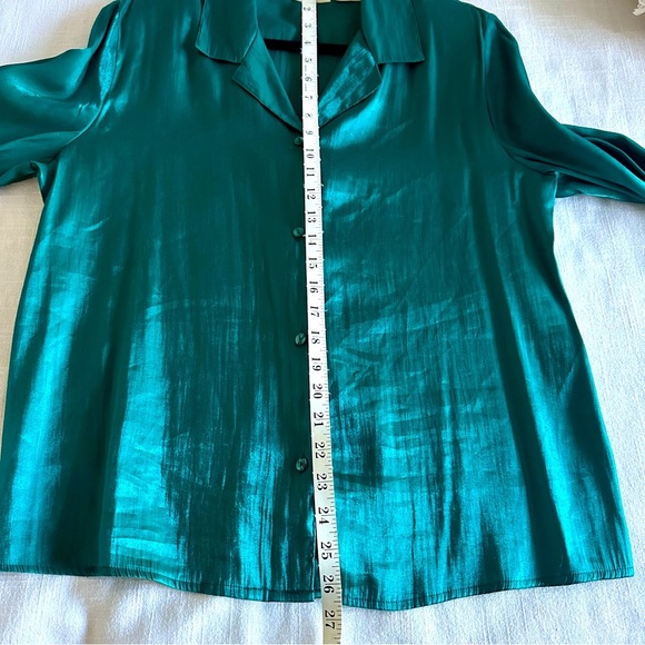 Jaclyn Smith Womens Button Up LS Blouse Sz XL Shimmery Old Money Office Siren - Picture 5 of 10